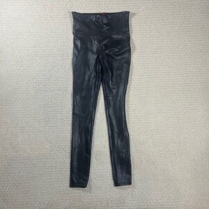 SPANX Faux‎ Leather Leggings Women's Size S/P Black Shaping High Waist Tights